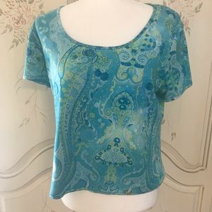 St John Sport shirt sleeve paisley blue/yellow top